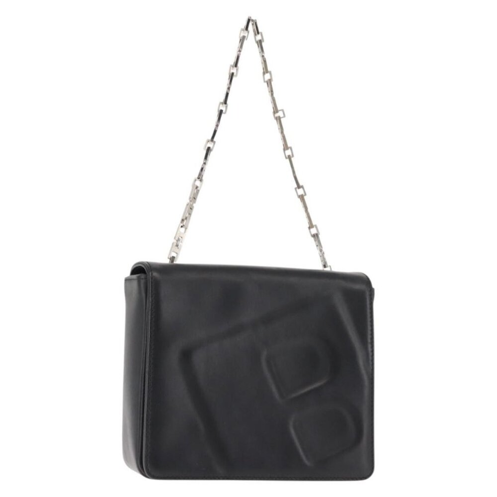 Authentic BALLY Chain Shoulder Bag Leather Black